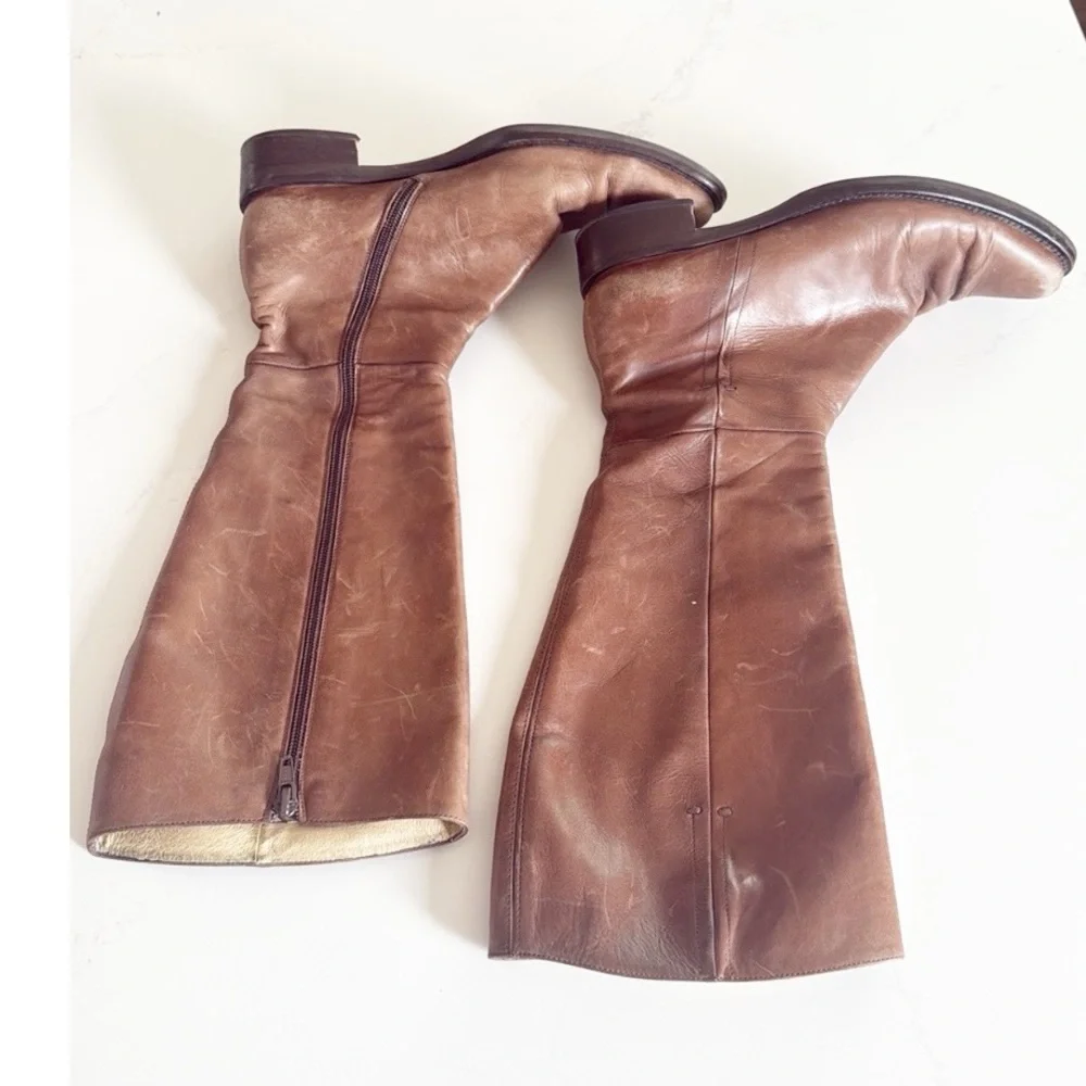 BLAY Brown Leather Knee-High Boots